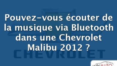 Pouvez-vous écouter de la musique via Bluetooth dans une Chevrolet Malibu 2012 ?